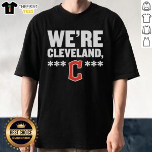 Alt Text: Premium We'Re Cleveland Guardians Logo T-Shirt featuring the team's logo on a stylish, comfortable fabric.