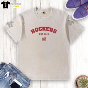 Premium Rockers Est 2019 chair washed t-shirt in cozy fabric, perfect for casual wear and music lovers.
