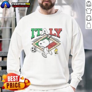 Top Peanuts Snoopy X Italy Soccer Sweatshirt featuring Snoopy in Italy soccer gear, perfect for fans and collectors.