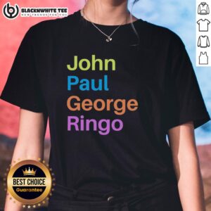 Nice John Paul George Ringo Ladies Tee featuring iconic Beatles design, perfect for fans and stylish casual wear.