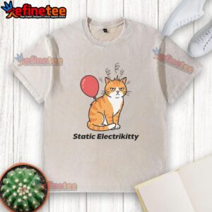Official Static Electrikitty Washed T-Shirt featuring vibrant graphics and a stylish, relaxed fit for casual wear.