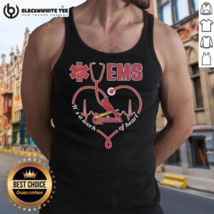 Alt Text: St. Louis Cardinals tank top featuring a stethoscope-shaped heart, perfect for nurses and fans alike.