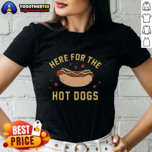 Top Here for the Hot Dogs Ladies Tee featuring a fun graphic design, perfect for summer BBQs and casual outings.
