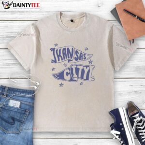 Hot Kansas City Pennants washed t-shirt featuring vibrant graphics and a comfortable fit, perfect for fans and casual wear.