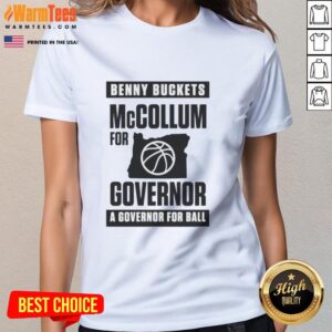 Funny Benny Buckets McCollum for Governor tee shirt design featuring playful graphics for ball ladies.