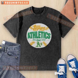 Alt Text: Awesome Athletics MLB X Topps Baseball The Real One Washed T-Shirt featuring a vintage design and comfortable fit.