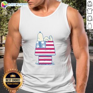Patriotic tank top featuring Snoopy and Peanuts characters, perfect for Independence Day celebrations.