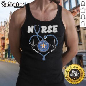 Alt Text: Premium Houston Astros nurse tank top featuring a stethoscope-shaped heart design, perfect for baseball-loving healthcare workers.