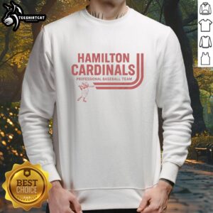 Alt Text: Official Hamilton Cardinals professional baseball team sweatshirt featuring team logo and vibrant colors.
