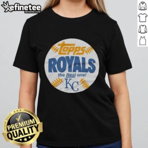 Awesome Kansas City Royals MLB x Topps Baseball ladies tee showcasing team logo and vibrant colors for fans.