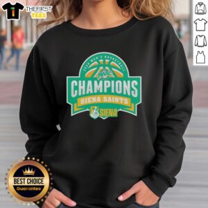 Top Siena Saints MAAC Men's Basketball Champions 2026 logo on a stylish sweatshirt, perfect for fans.