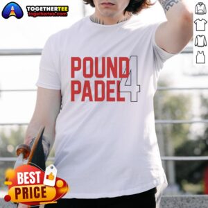 Official Islam Makhachev Pound Padel 4 T-Shirt featuring a bold design, perfect for MMA fans and athletes.