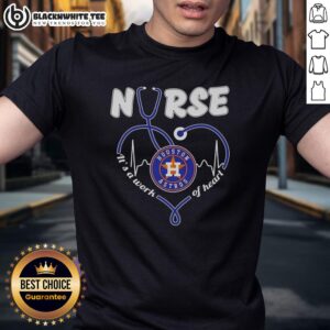 Good Houston Astros Nurse It's A Work Of Heart T-Shirt featuring a vibrant design for fans and healthcare workers.