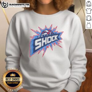 Top Detroit Shock 03 sweatshirt featuring bold team colors and logo, perfect for basketball fans and casual wear.