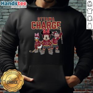 Nice Ottawa Charge cartoon team ice hockey hoodie featuring vibrant colors and playful design for fans.