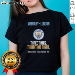 Nice Manchester City FA Cup Champions Wembley 2026 Redemption Ladies Tee featuring vibrant design and team colors.