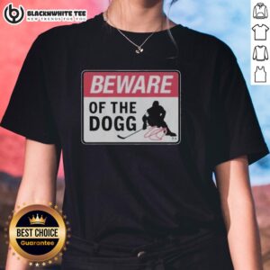 Top Nathan MacKinnon Beware Of The Dogg Sign Ladies Tee featuring a stylish design perfect for hockey fans.