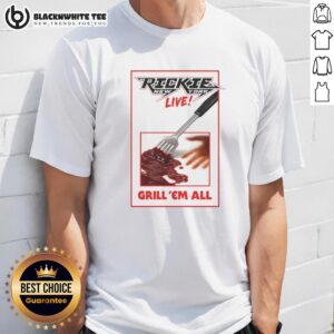 Alt Text: Top Rickie New York Live Grill 'Em All T-Shirt featuring bold design and vibrant colors, perfect for casual wear.