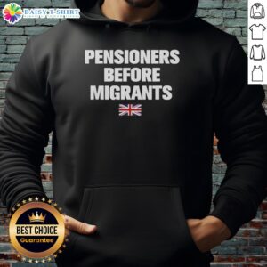 Premium Pensioners Before Migrants hoodie featuring a stylish design, perfect for casual wear and showcasing vibrant graphics.