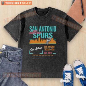Premium San Antonio Spurs basketball washed t-shirt, showcasing team colors and logo, perfect for fans in San Antonio, Texas.