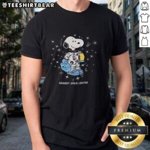 Nice Peanuts Snoopy Galaxy T-Shirt featuring Kennedy Space Center design, perfect for fans of space and classic cartoons.