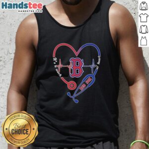 Official Boston Red Sox Stethoscope Heartbeat It's A Work Of Heart T-Shirt - Image 4
