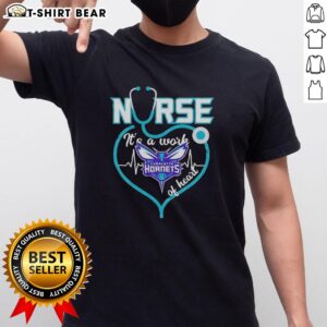 Charlotte Hornets NBA T-shirt featuring a stethoscope shaped heart design, perfect for nurses and basketball fans.
