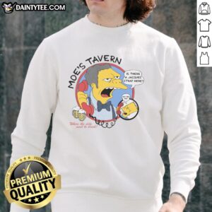 Funny Moe's Tavern The Simpsons sweatshirt featuring vibrant graphics and cozy design perfect for fans of the show.