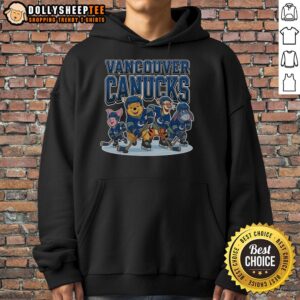 Vancouver Canucks Winnie the Pooh ice hockey hoodie, featuring a playful design perfect for fans and cozy winter wear.