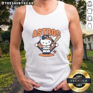 Alt Text: Cute Houston Astros Hello Kitty tank top featuring vibrant graphics, perfect for fans and stylish summer wear.