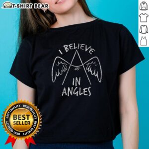 Nice I Believe In Angles Ladies Tee featuring a stylish design and comfortable fit, perfect for casual wear.
