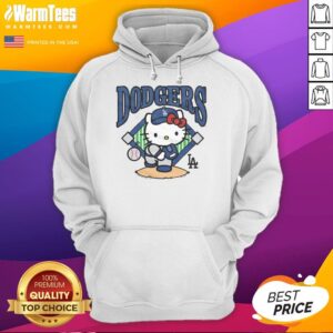 Hello Kitty x Los Angeles Dodgers pitch hoodie in vibrant colors, showcasing a unique sports and fashion collaboration.