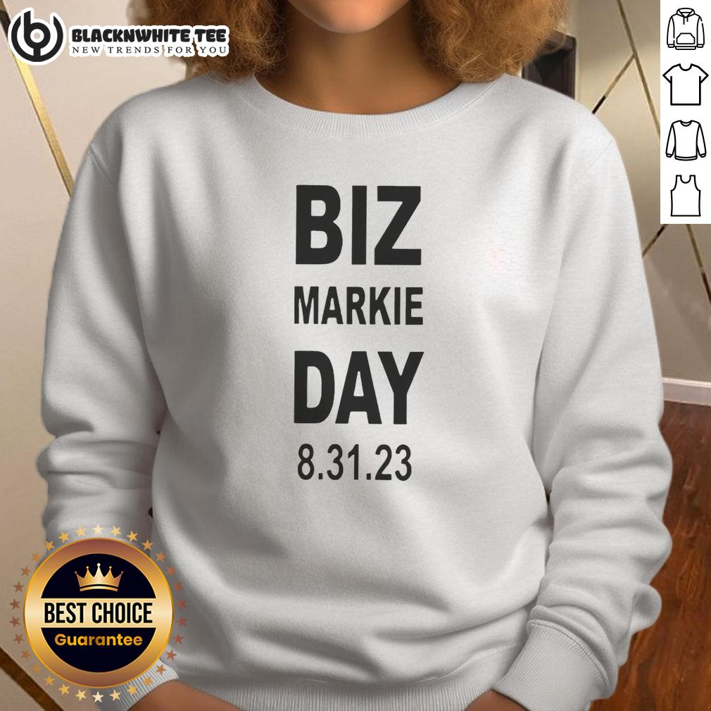 Nice Biz Markie Day 8 31 23 Sweatshirt Alt Text: Cozy Nice Biz Markie Day sweatshirt from August 31, 2023, featuring vibrant colors and a stylish design for fans.
