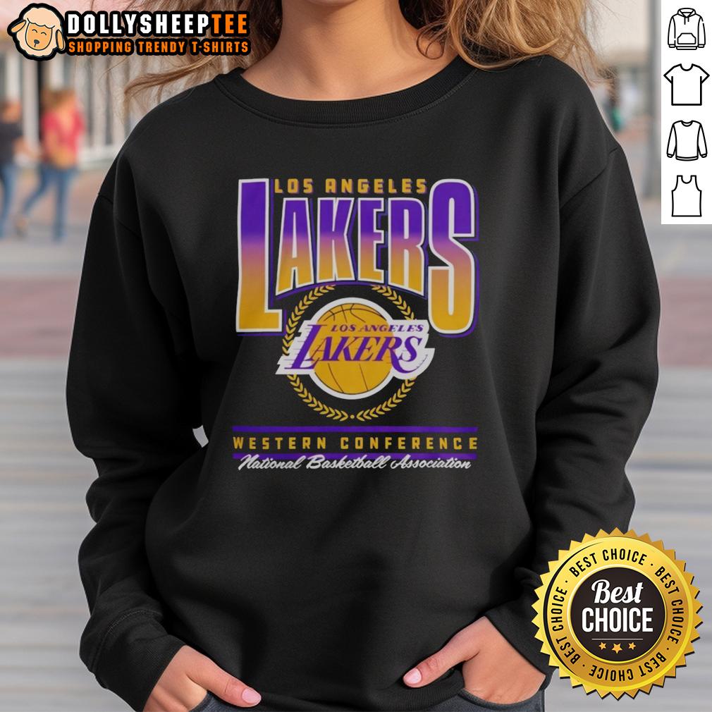 Nice Black Los Angeles Lakers Western Conference Nba Swish Sweatshirt Stylish black Los Angeles Lakers Western Conference NBA sweatshirt featuring a swish design, perfect for fans.