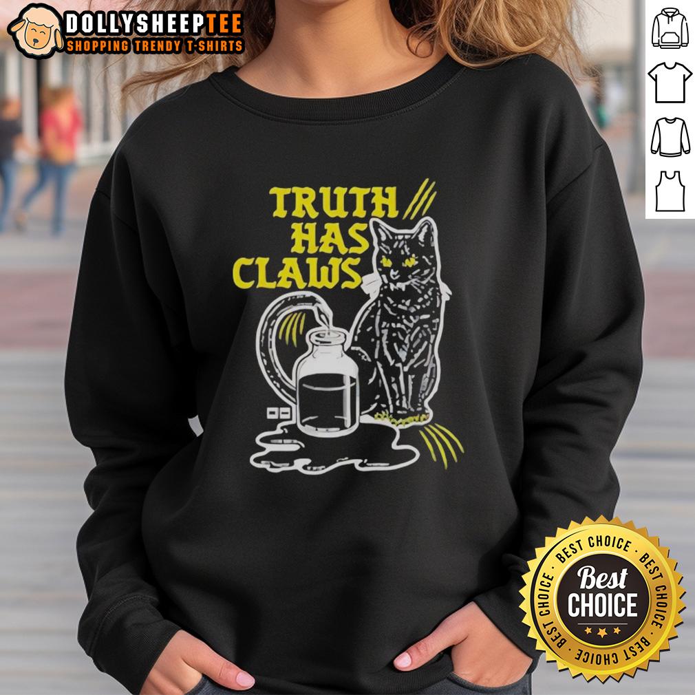 Nice Cat Truth Has Claws Sweatshirt Nice Cat Truth Has Claws Sweatshirt featuring a cute cat graphic, perfect for cat lovers and cozy fashion.