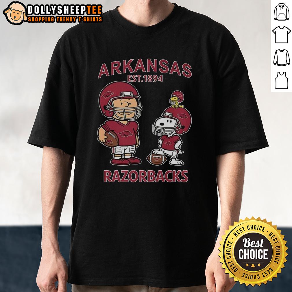 Nice Charlie Brown And Snoopy X Arkansas Razorbacks Ncaa Football Est 1894 T-Shirt Nice Charlie Brown and Snoopy X Arkansas Razorbacks NCAA Football Est 1894 T-Shirt featuring vibrant graphics and team spirit.