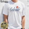 Vintage Colorado mountains graphic on a t-shirt, celebrating the Centennial State with a stylish outdoor design.