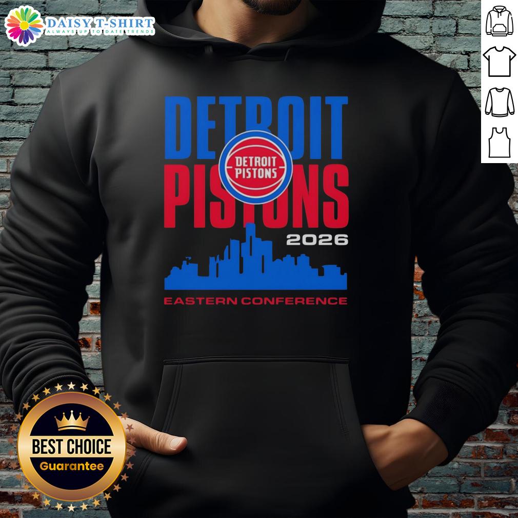 Nice Detroit Pistons Basekball Nba Eastern Conference City Skyline Vintate Hoodie Vintage hoodie featuring the Detroit Pistons NBA logo with a city skyline backdrop, perfect for fans in the Eastern Conference.