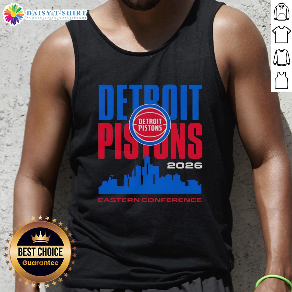 Nice Detroit Pistons Basekball Nba Eastern Conference City Skyline Vintate Tank Top Vintage tank top featuring the Detroit Pistons logo with a city skyline, perfect for NBA Eastern Conference fans.