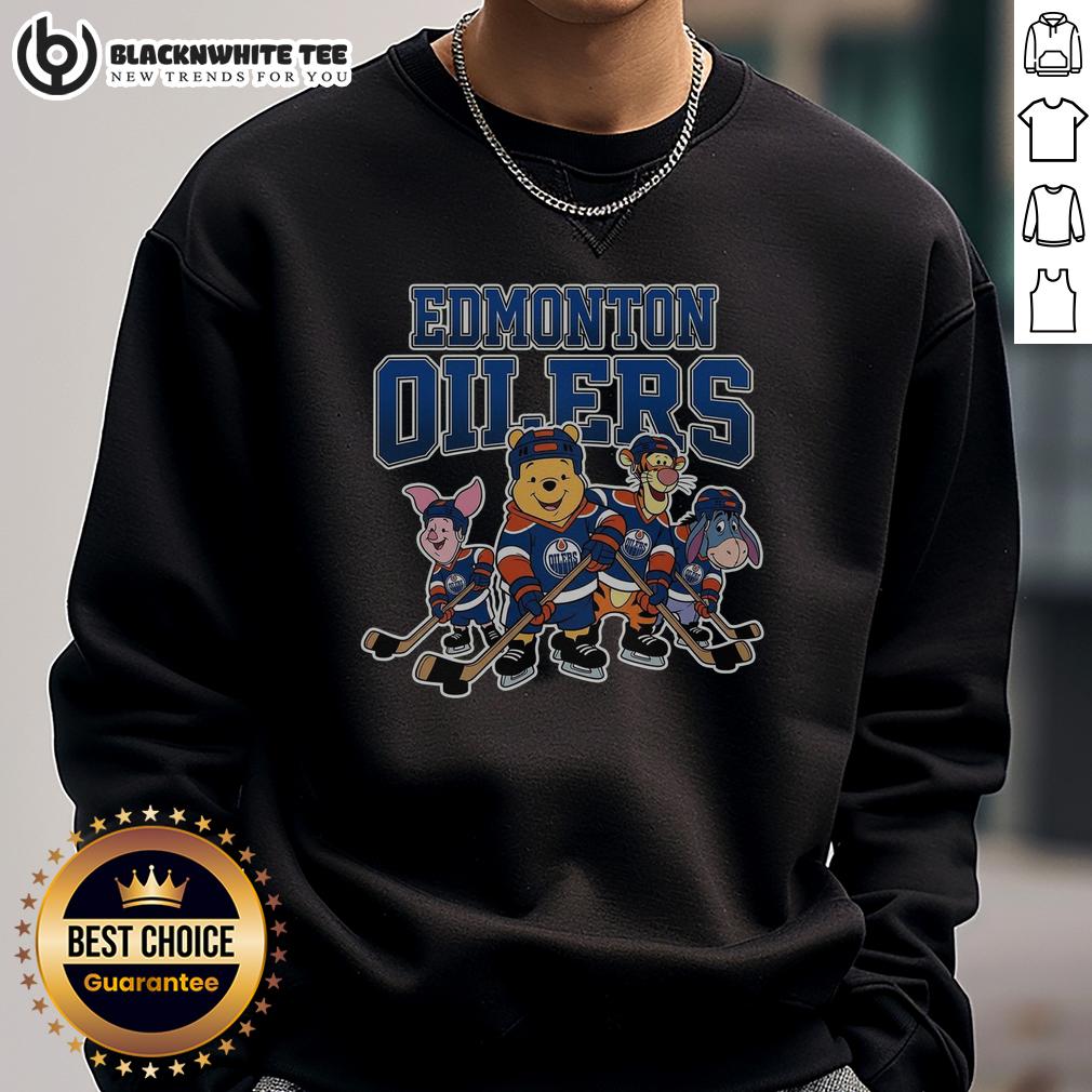 Nice Edmonton Oilers Winnie The Pooh Ice Hockey Sweatshirt Alt Text: Cozy Edmonton Oilers Winnie the Pooh ice hockey sweatshirt featuring vibrant colors and playful design.