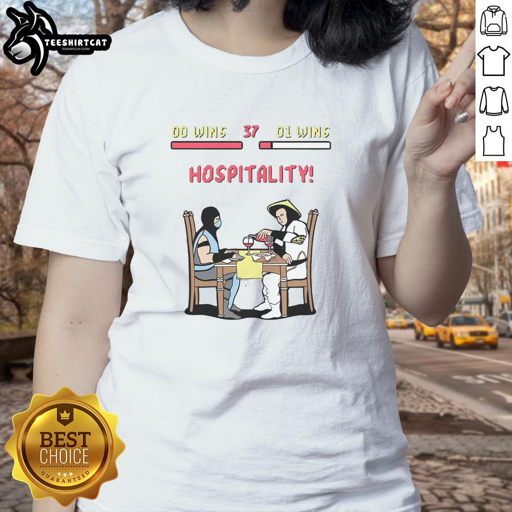nice-fighting-game-rivals-at-dinner-ladies-tee Nice Fighting Game Rivals at Dinner Ladies Tee featuring characters in a playful culinary showdown.