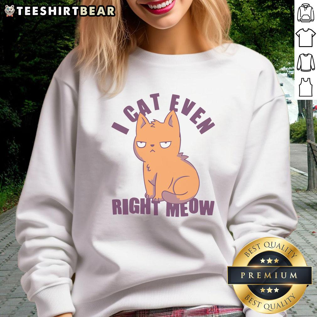 nice-i-cant-even-right-meow-funny-smug-cat-sweatshirt Funny smug cat sweatshirt with 'Nice, I can't even right meow' text, perfect for cat lovers and humorous fashion.