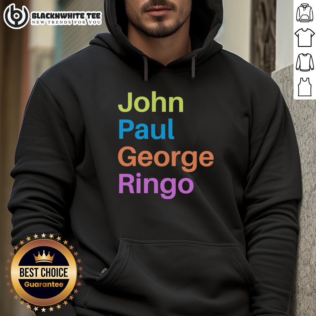 Nice John Paul George Ringo Hoodie Stylish Nice John Paul George Ringo hoodie featuring iconic band artwork and vibrant colors, perfect for music fans.