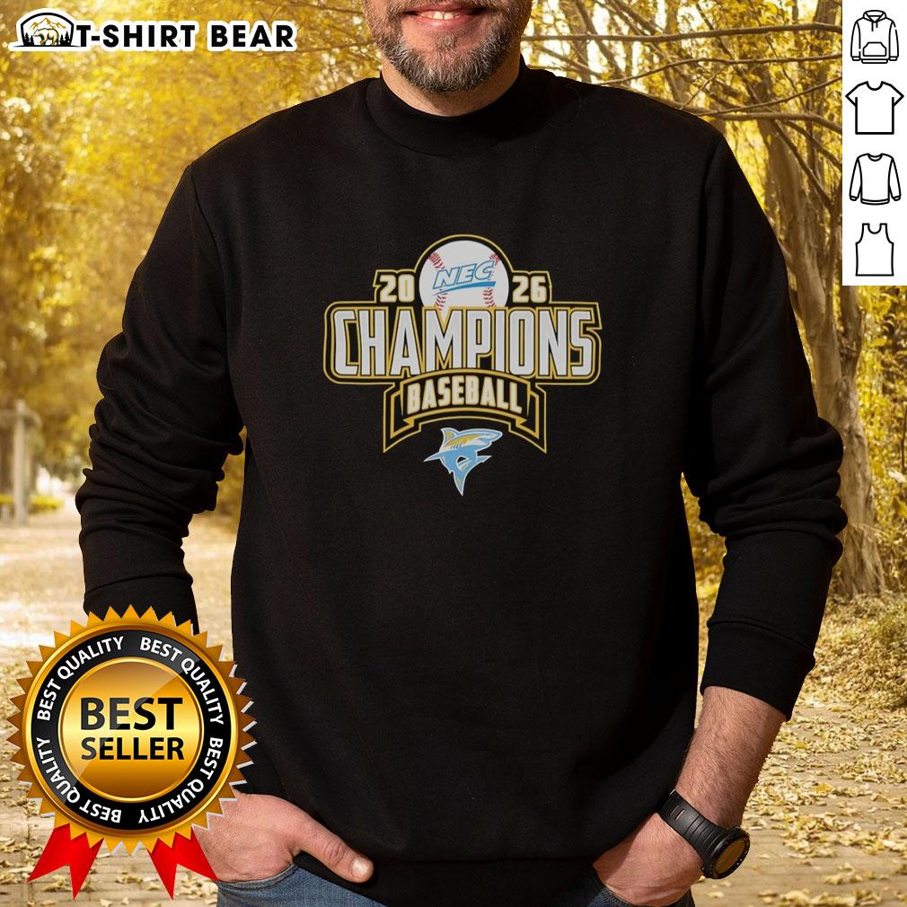 Nice Liu Sharks Nec Baseball Regular Season Champions 2026 Sweatshirt Alt Text: Nice Liu Sharks NEC Baseball Regular Season Champions 2026 sweatshirt featuring team logo and vibrant colors.