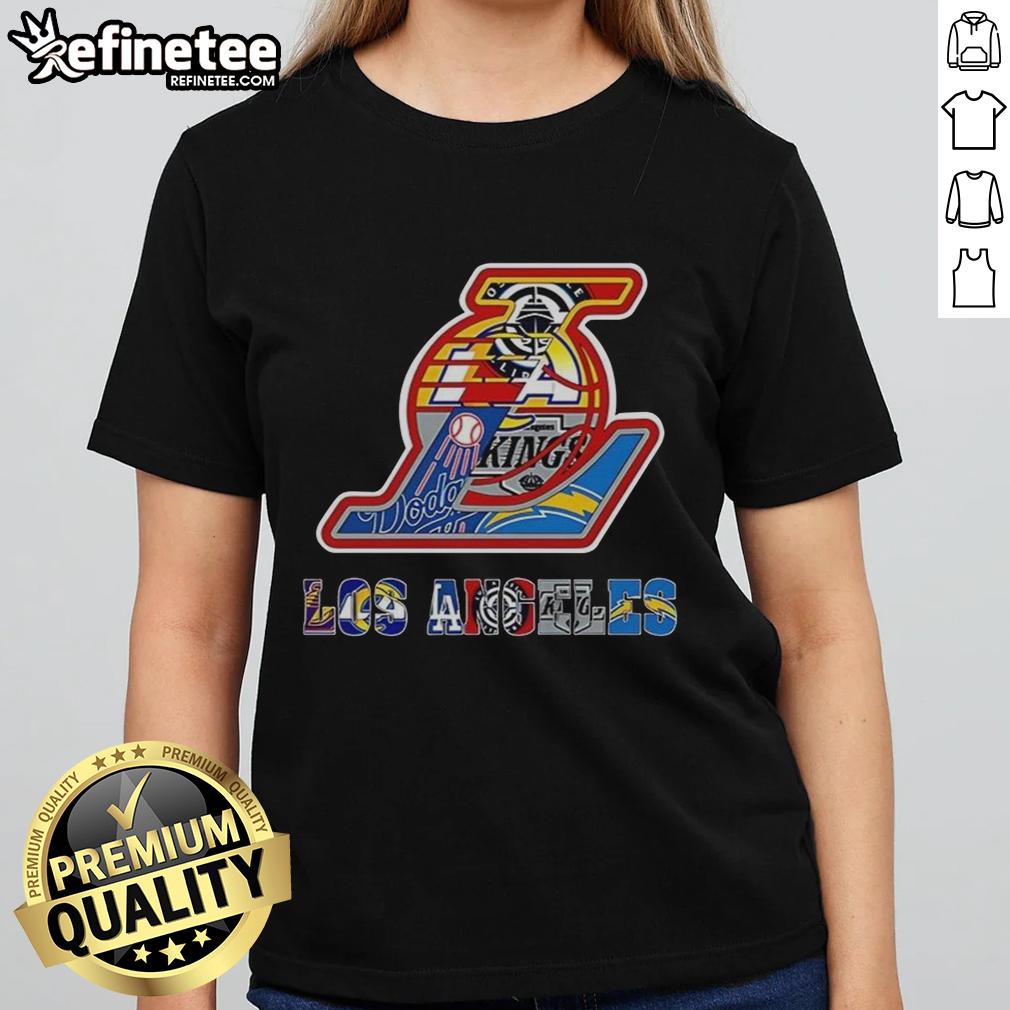 nice-los-angeles-lakers-nba-and-los-angeles-sport-teams-collage-logo-ladies-tee Collage of Los Angeles Lakers NBA logo with other LA sports teams on a ladies tee, perfect for fans and sports enthusiasts.