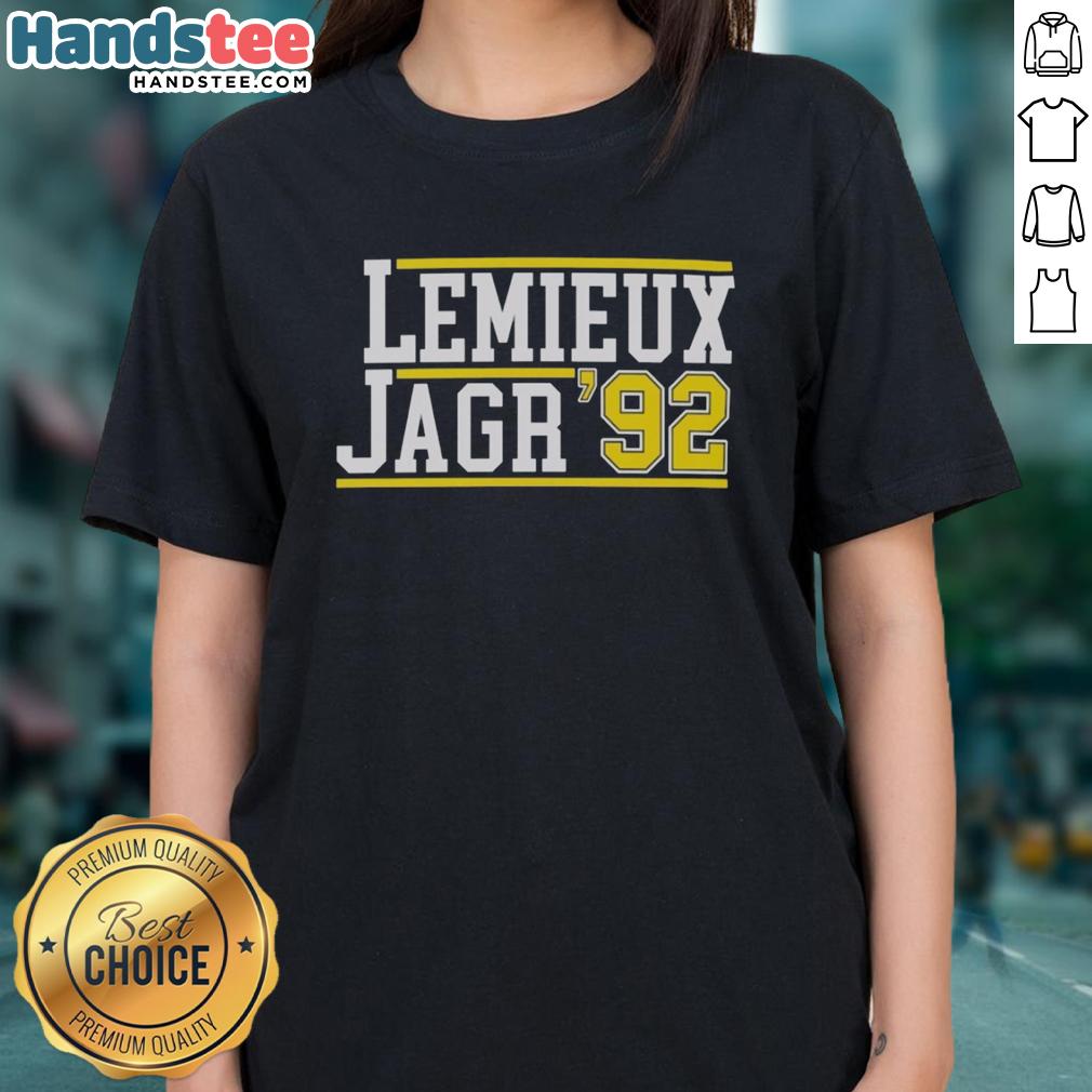 nice-mario-lemieux-and-jaromir-jagr-92-ladies-tee Nice Mario Lemieux and Jaromir Jagr 92 Ladies Tee showcasing iconic hockey legends in stylish women's apparel.