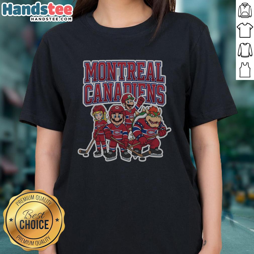 nice-montreal-canadiens-super-mario-team-ice-hockey-ladies-tee Ladies tee featuring Nice Montreal Canadiens Super Mario Team design for ice hockey fans.