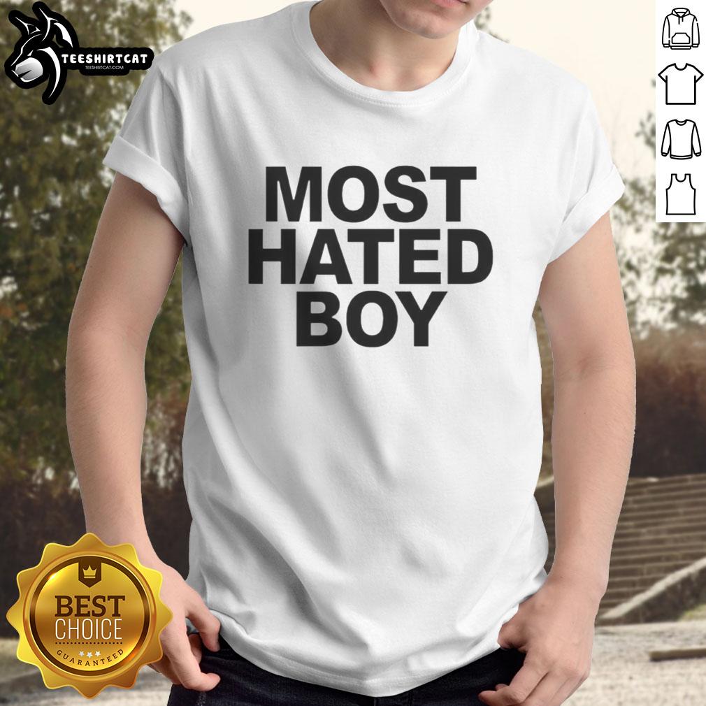 nice-most-hated-boy-letter-t-shirt Alt Text: Stylish 'Nice Most Hated Boy' letter T-shirt displayed on a hanger, perfect for casual streetwear fashion.