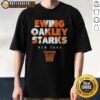 Alt Text: Vintage New York Knicks Ewing, Oakley, Starks hoop T-shirt featuring iconic player graphics and classic design.