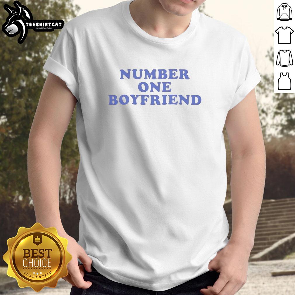 nice-number-one-boyfriend-text-t-shirt Nice Number One Boyfriend Text T-Shirt featuring bold typography on a stylish casual tee for gifts and fashion.